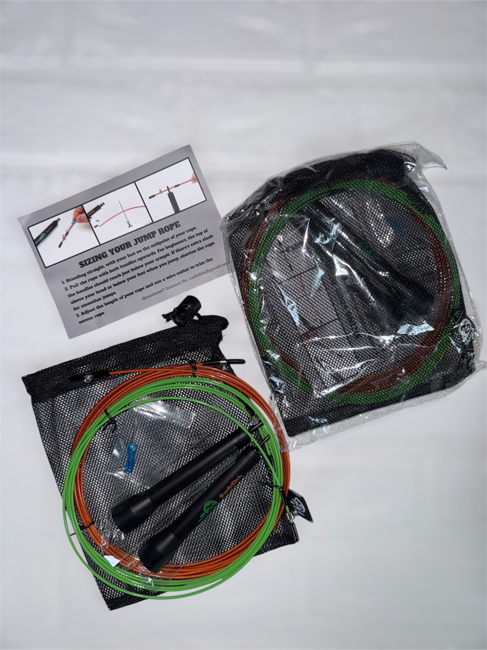 2 Swftslth Cable Speed Rope - Adjustable Tangle Free Jump Rope Adjustable Green